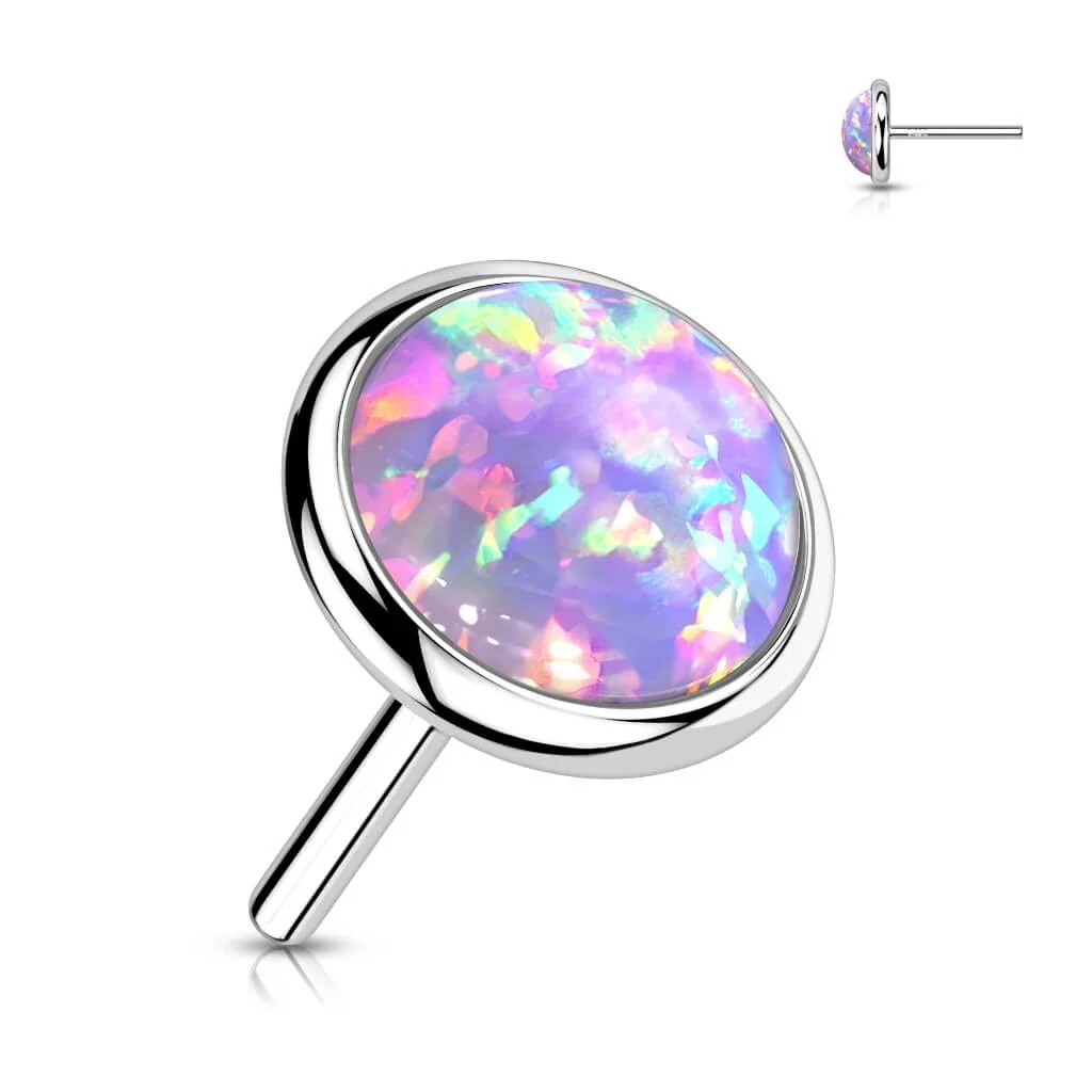 14 Karat Gold Top Opal Rund Flach Gelbgold Weißgold Push-In - Image 7