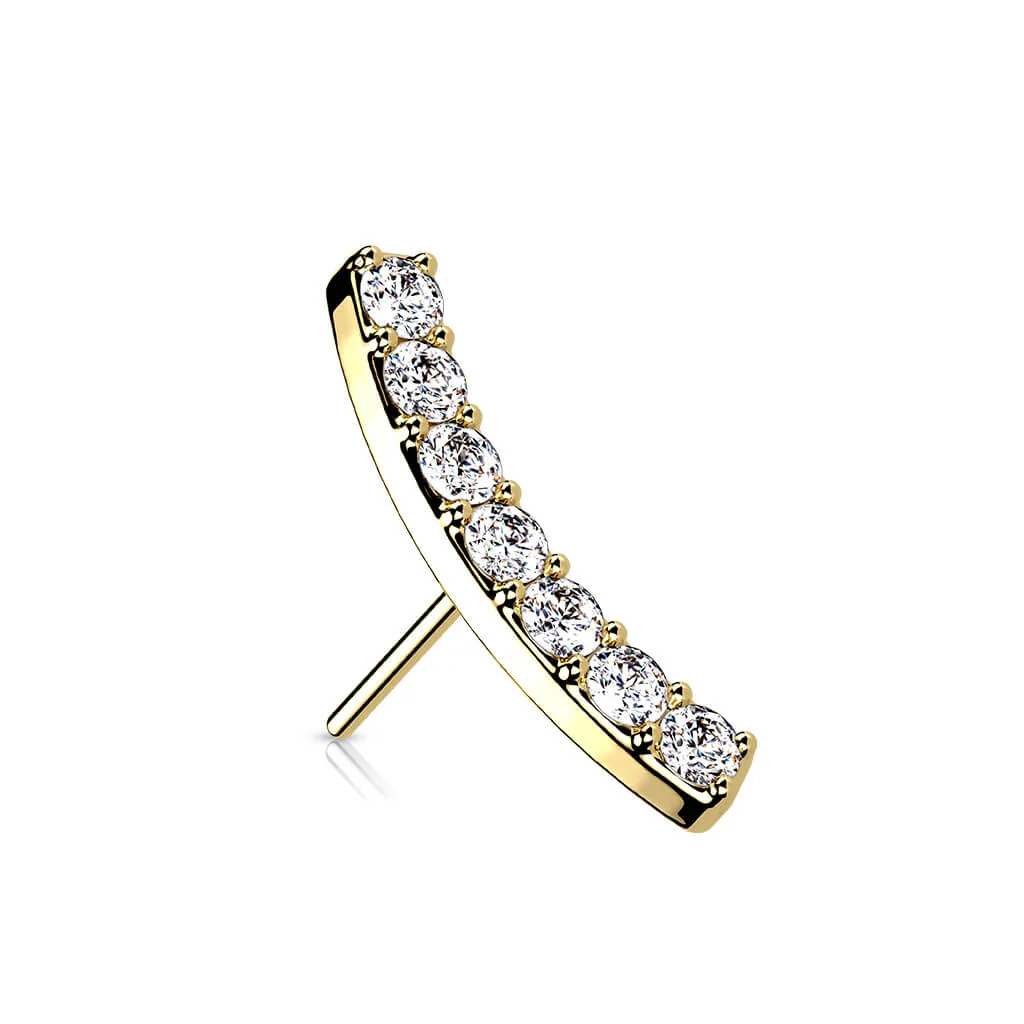 14 Karat Gold Top Gebogen Zirkonia Gelbgold Weißgold Push-In - Image 4