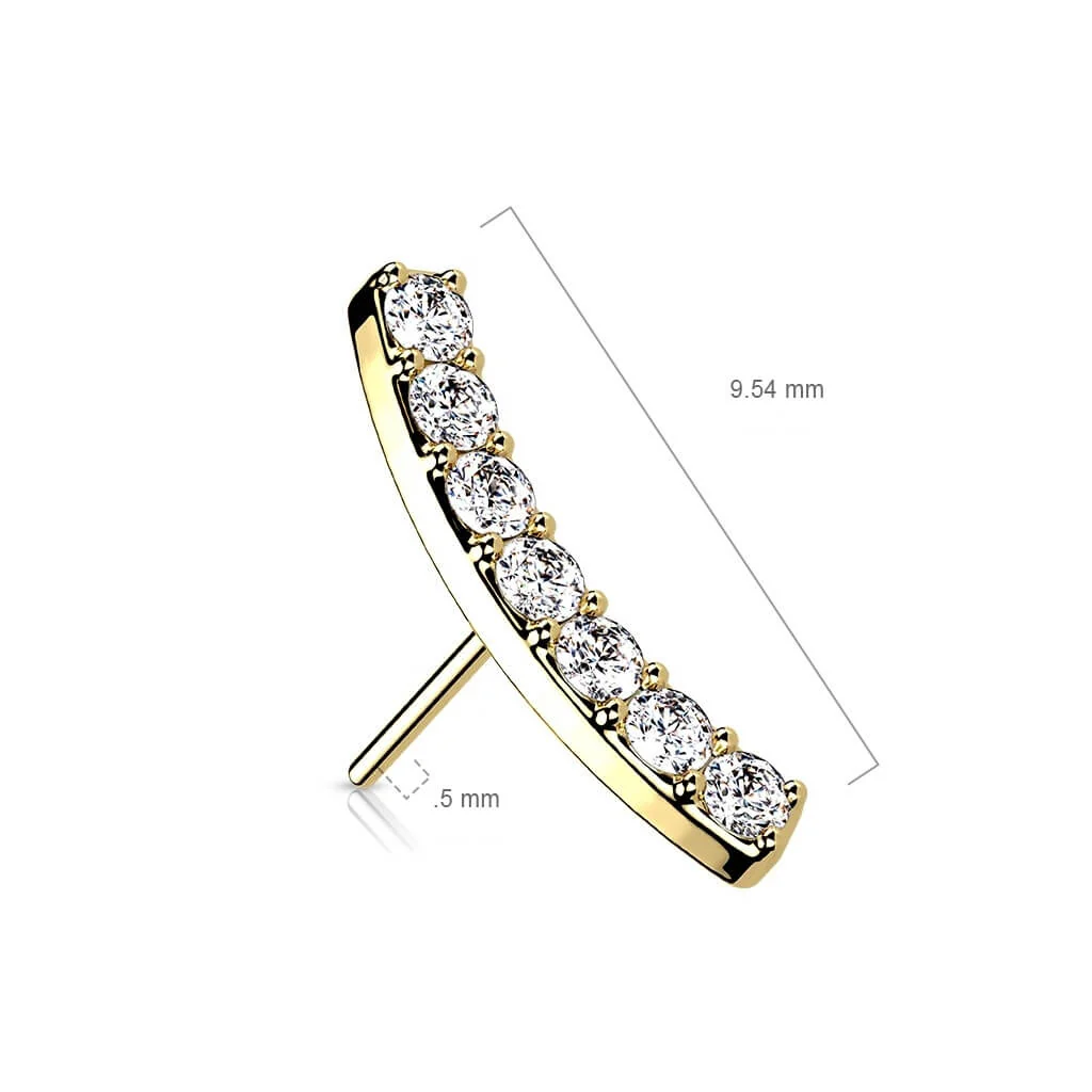 14 Karat Gold Top Gebogen Zirkonia Gelbgold Weißgold Push-In - Image 5