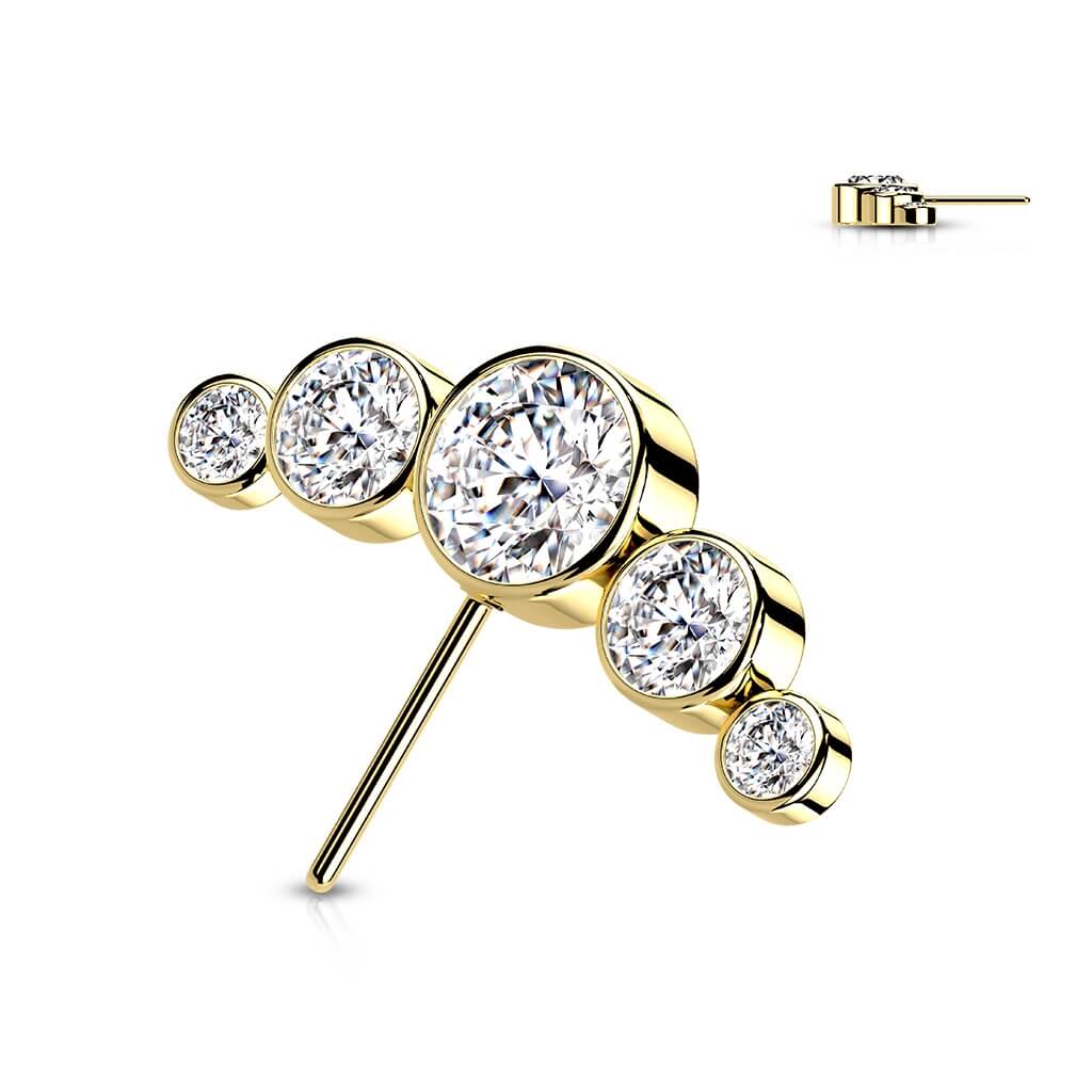 14 Karat Gold Top 5 Zirkonia Gelbgold Weißgold Push-In - Image 4
