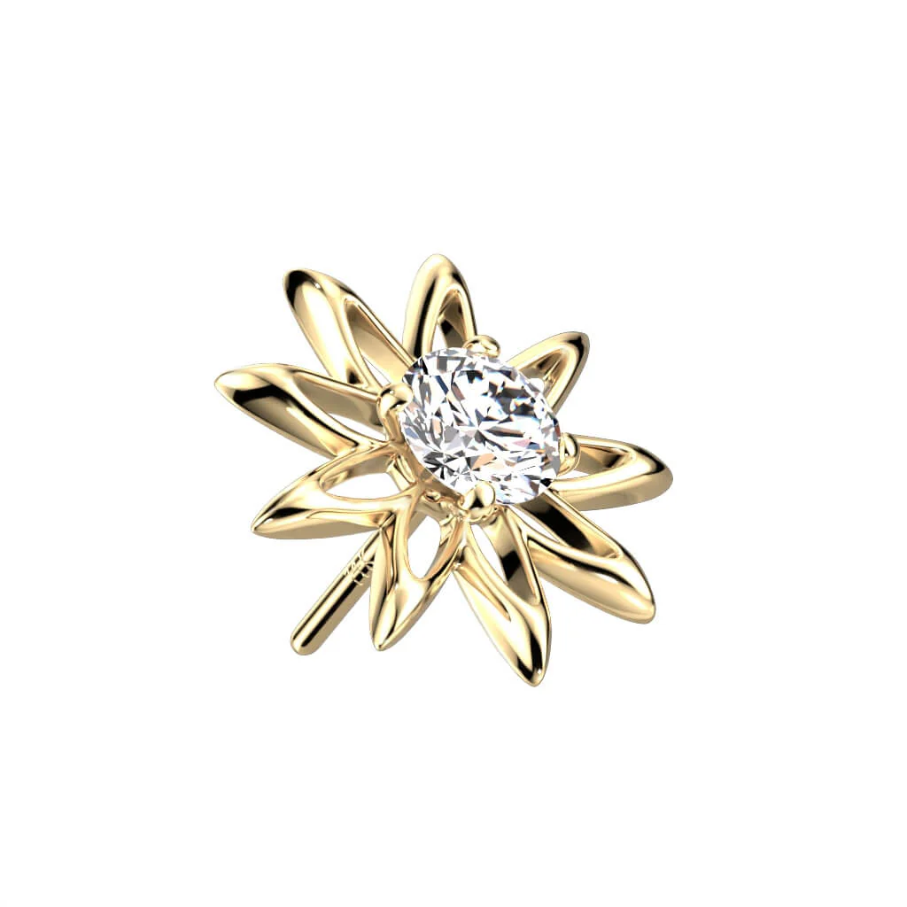 14 Karat Gold Top Blume Zirkonia Opal Gelbgold Weißgold Push-In - Image 5
