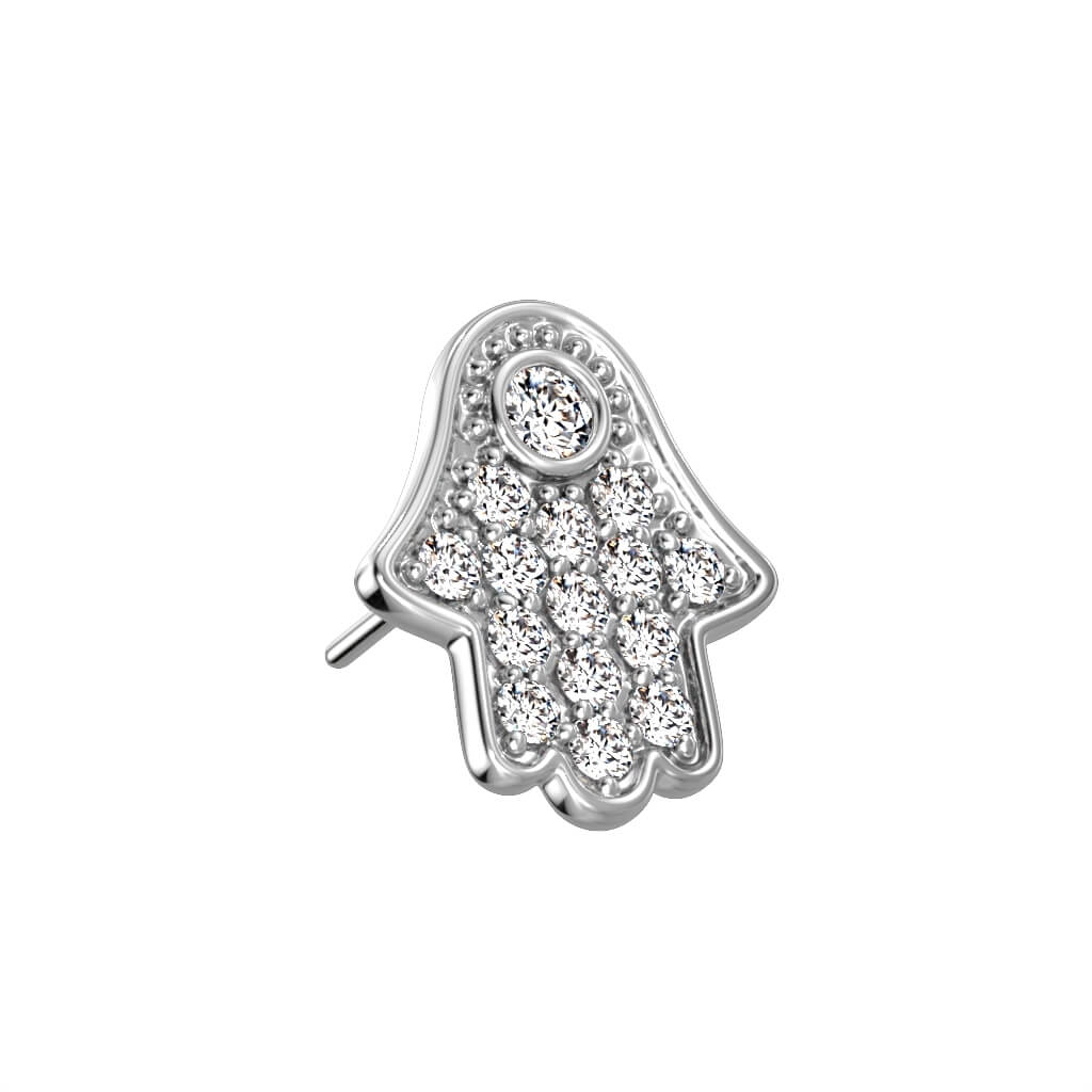 14 Karat Gold Top Hamsa Zirkonia Gelbgold Weißgold Push-In - Image 2