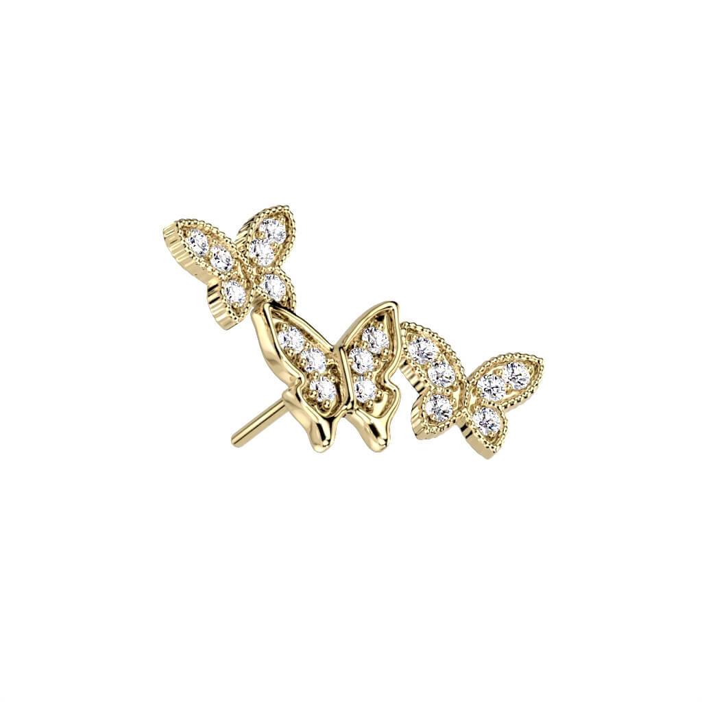 14 Karat Gold Top Schmetterling Zirkonia Gelbgold Weißgold Push-In - Image 3