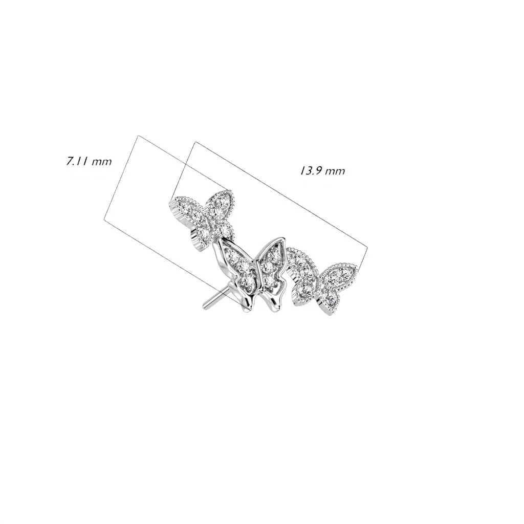 14 Karat Gold Top Schmetterling Zirkonia Gelbgold Weißgold Push-In - Image 4