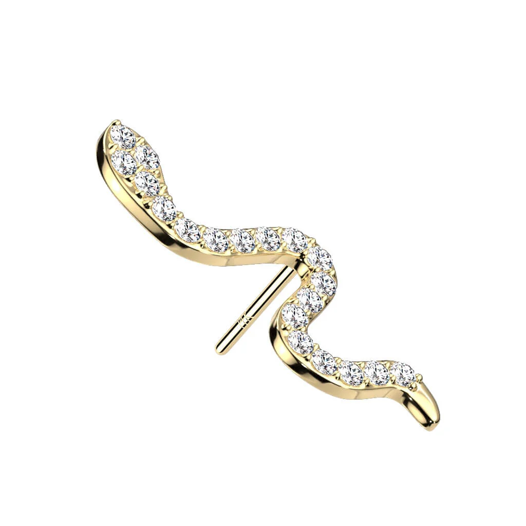 14 Karat Gold Top Schlange Zirkonia Gelbgold Weißgold Push-In - Image 3