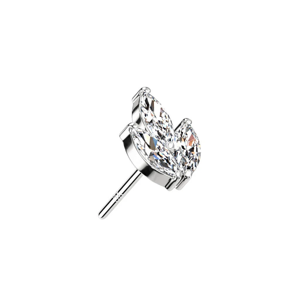 14 Karat Gold Top Blatt Zirkonia Gelbgold Weißgold Push-In - Image 2