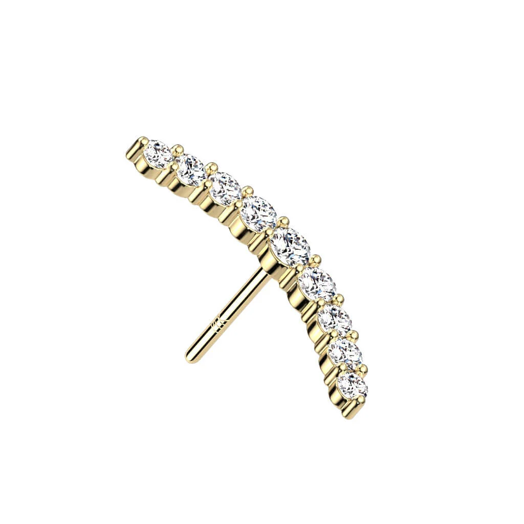 14 Karat Gold Top Bogenform Zirkonia Gelbgold Weißgold Push-In - Image 3