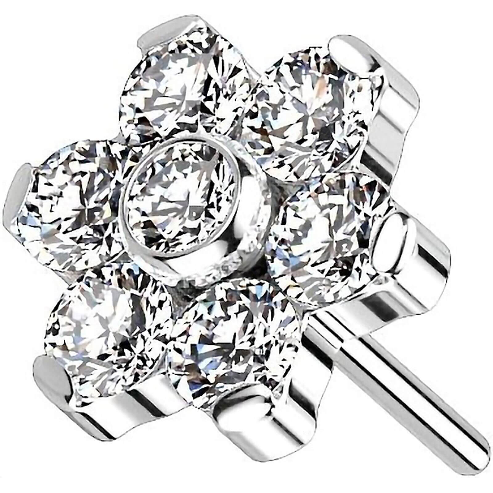 Titan Top Top Blume Zirkonia Silber Push-In