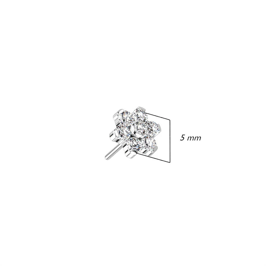 Titan Top Top Blume Zirkonia Silber Push-In - Image 12