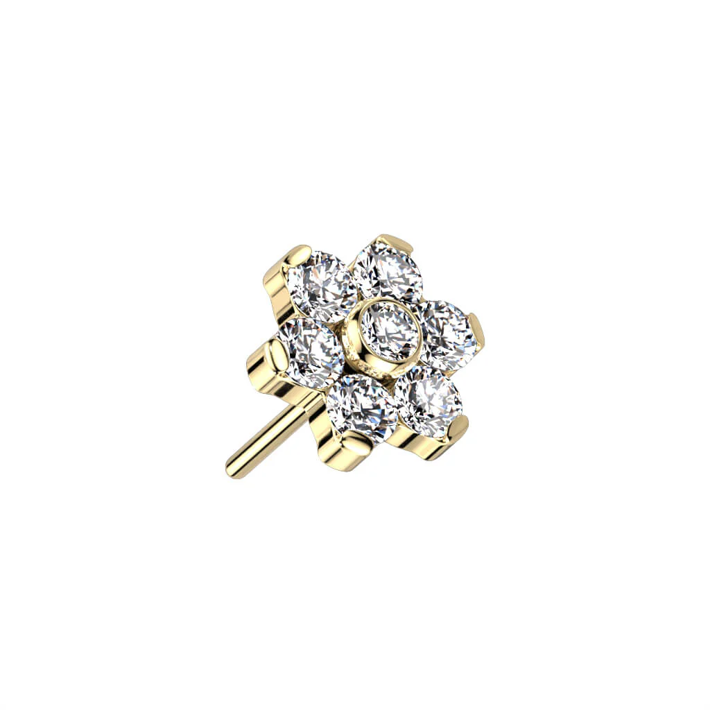 Titan Top Top Blume Zirkonia Silber Push-In - Image 5