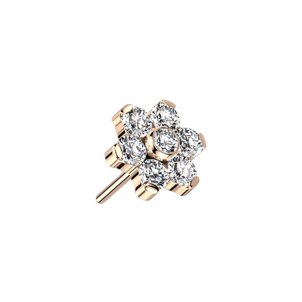 Titan Top Top Blume Zirkonia Silber Push-In - Image 9