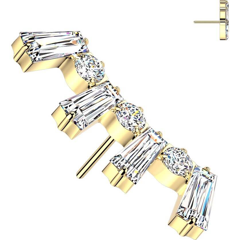 Titan Top Top Baguette und runder Zirkonia Krone Push-In - Image 2