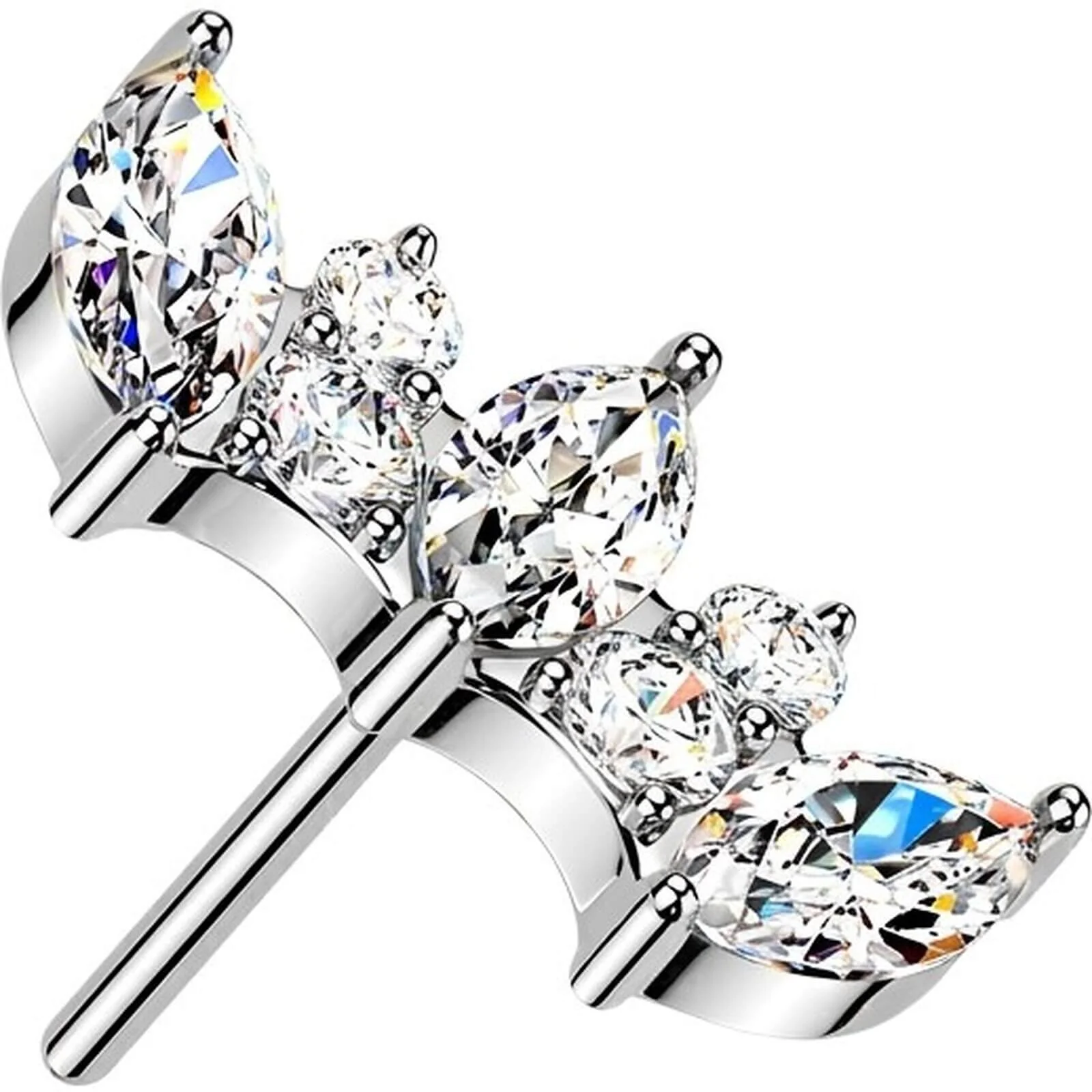 Titan Top Top Marquise und runder Zirkonia Fächer Push-In