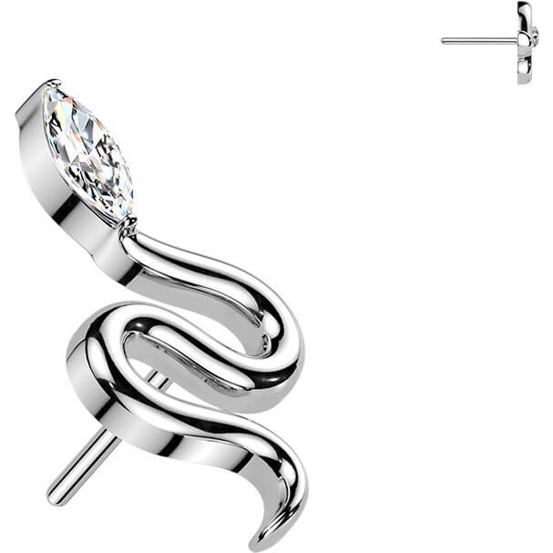 Titan Top Top Schlange mit Marquise Zirkonia Kopf Push-In - Image 3