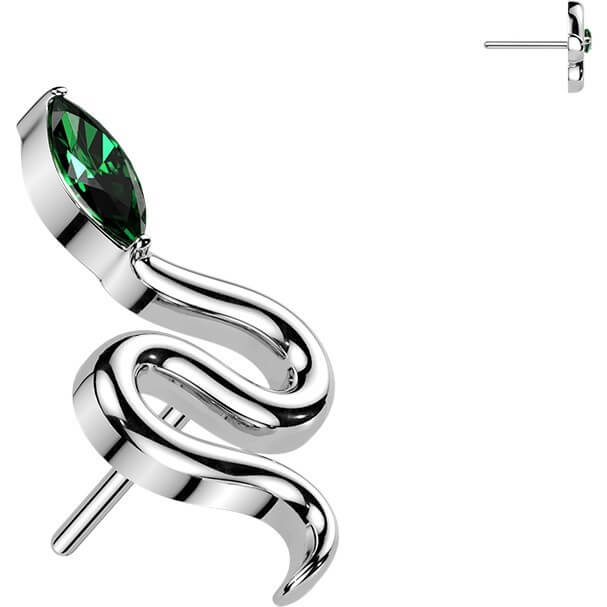 Titan Top Top Schlange mit Marquise Zirkonia Kopf Push-In - Image 4