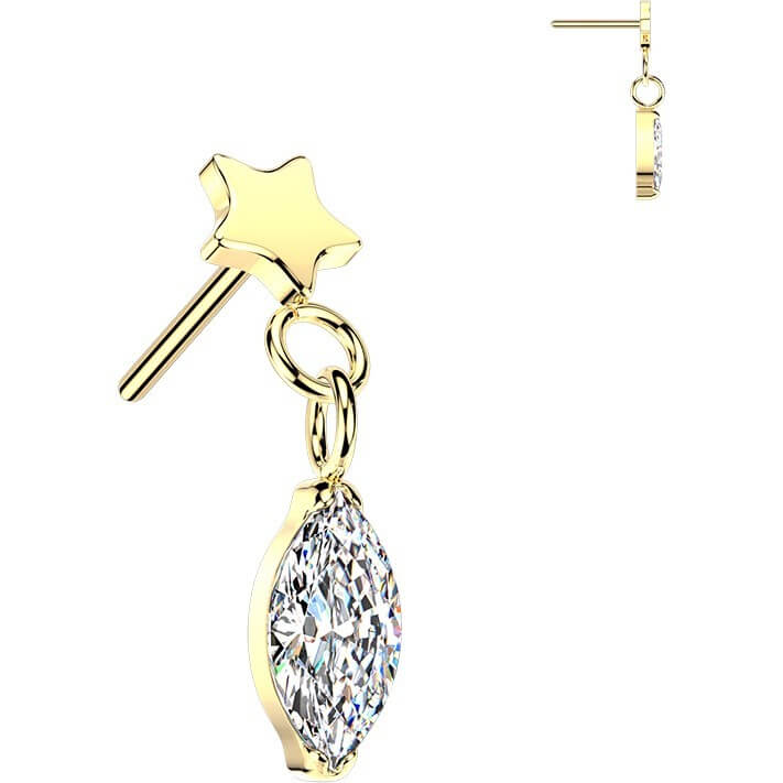Titan Top Top flacher Stern mit Marquise Zirkonia Anhänger Push-In - Image 2