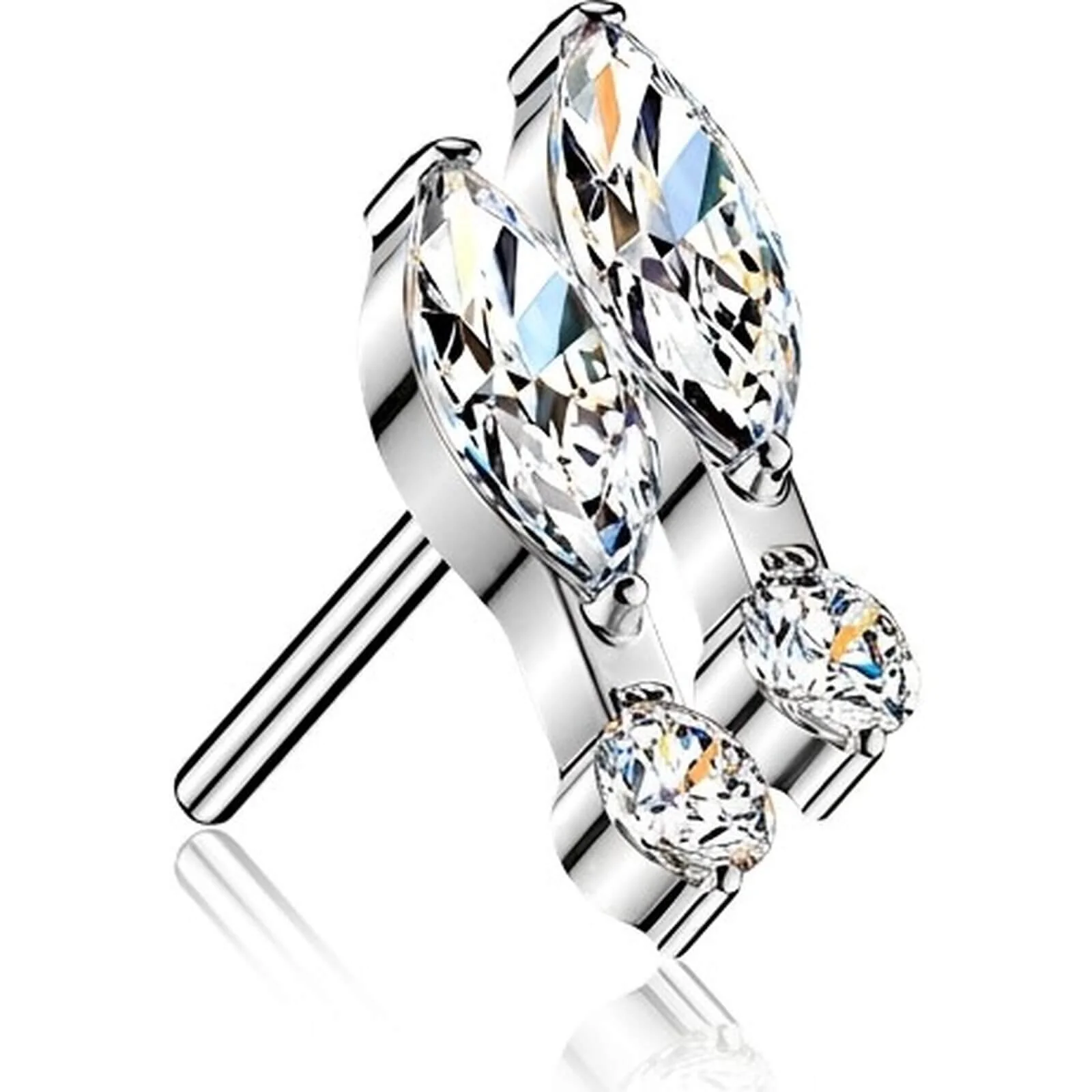 Titan Top Top doppelter Marquise und runder Zirkonia Push-In