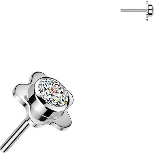Titan Top Top Blume mit Zirkonia Mitte in Zargenfassung Push-In - Image 3