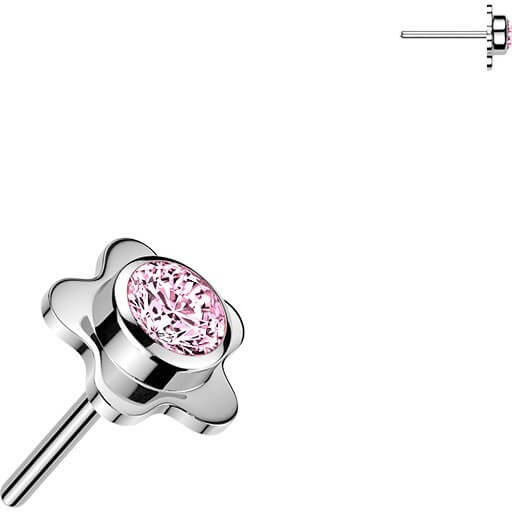 Titan Top Top Blume mit Zirkonia Mitte in Zargenfassung Push-In - Image 4