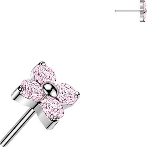 Titan Top Top Blume mit 4 Zirkonia Push-In - Image 4