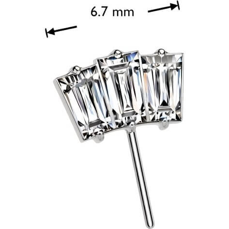 Titan Top Aufsatz Fächer Zirkonia im 3er Baguetteschliff Push-In - Image 4