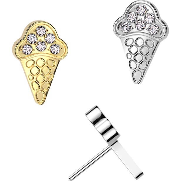 Titan Top Eiscreme Waffel Zirkonia Push-In - Image 2