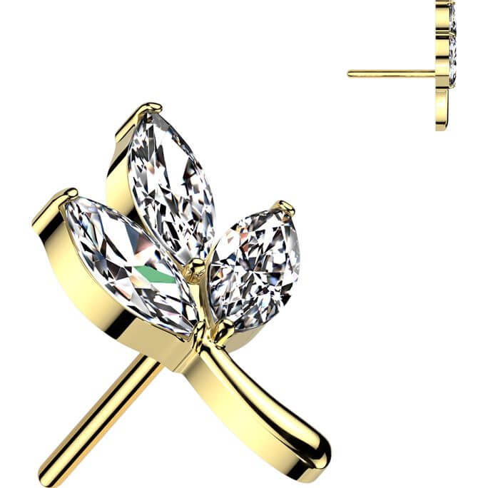 Titan Top Aufsatz Blatt Marquise Schliff Zirkonia Push-In - Image 3