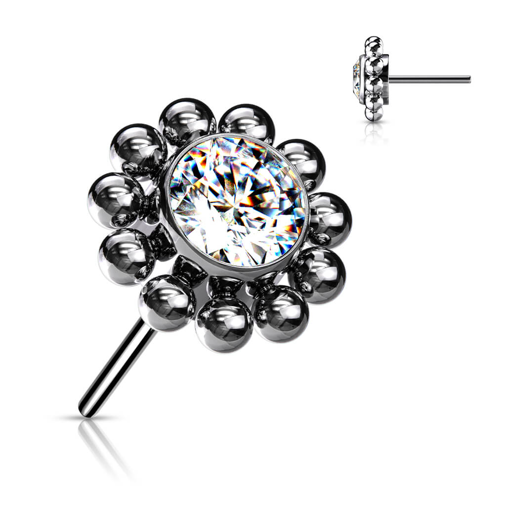 Titan Top Top Blume Zirkonia Push-In - Image 3