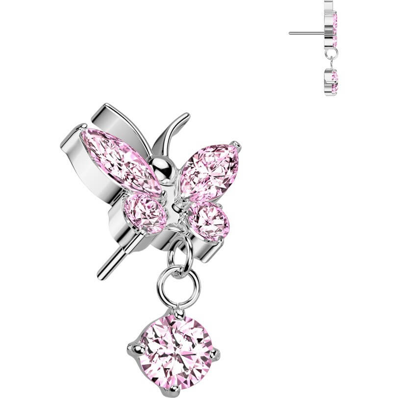 Titan Top Top Schmetterling Zirkonia Beweglich Push-In - Image 4