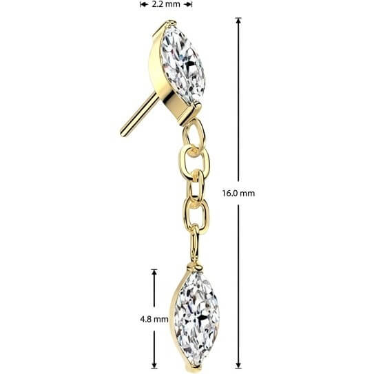 Titan Top Top Zirkonia Marquise Schliff Beweglich Push-In - Image 7