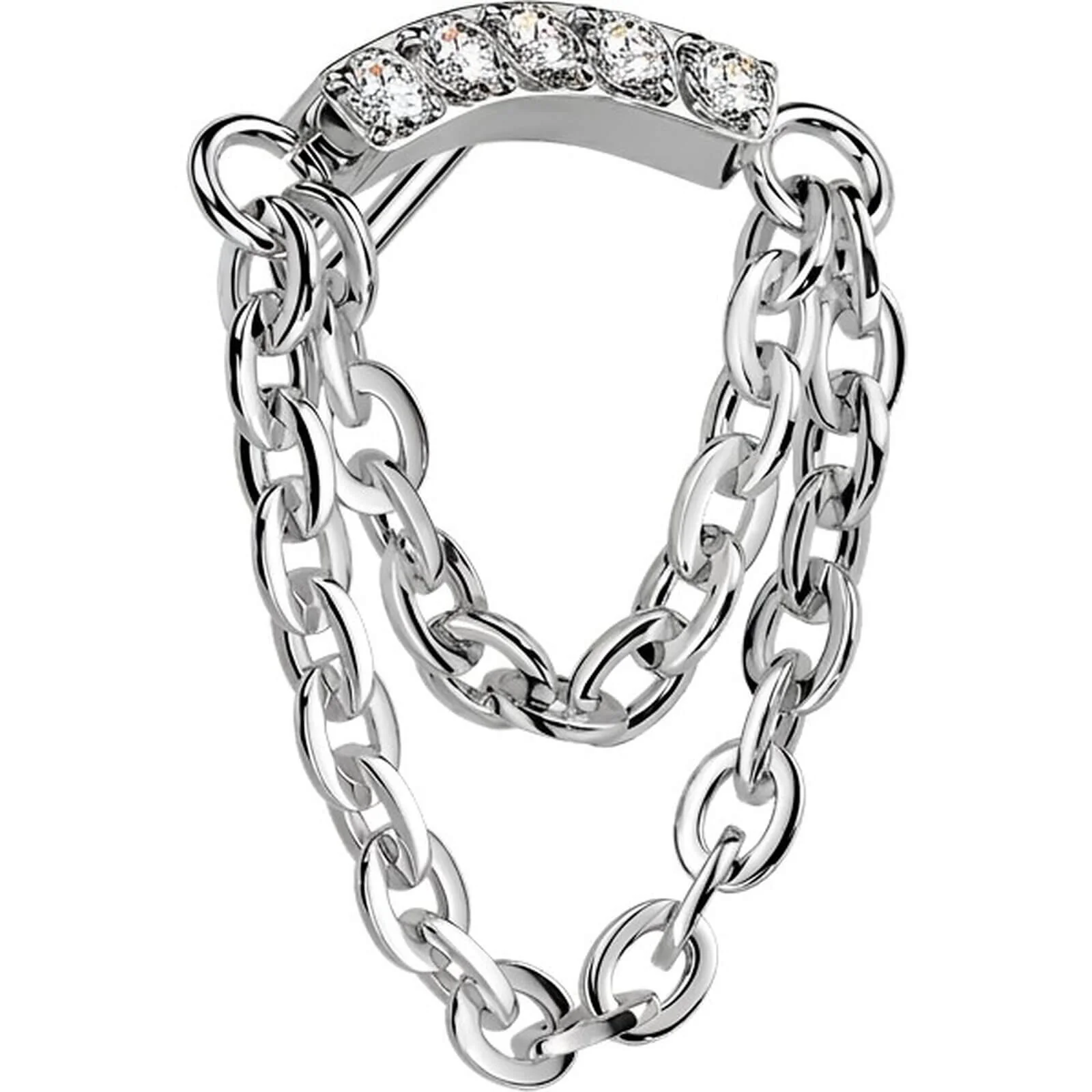 Titan Top Top Doppelkette Zirkonia Push-In
