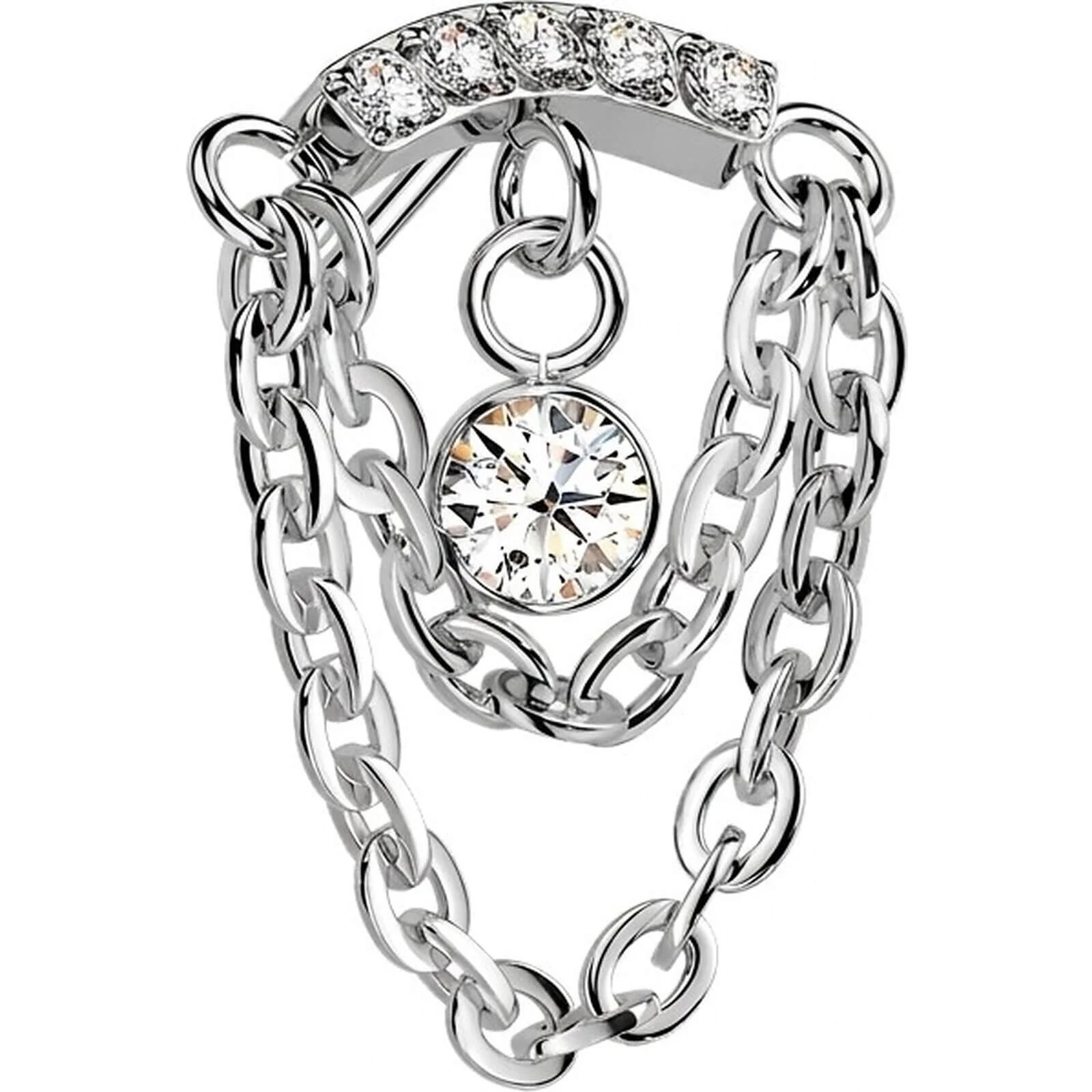 Titan Top Top Doppelkette Zirkonia Push-In