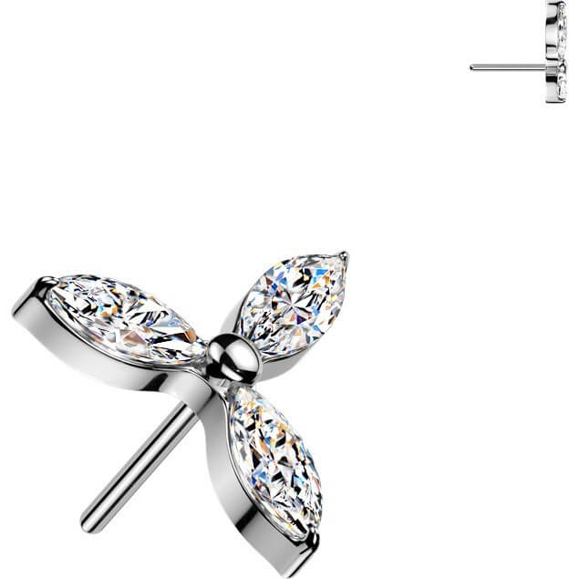 Titan Top Top Blume Zirkonia Push-In - Image 3
