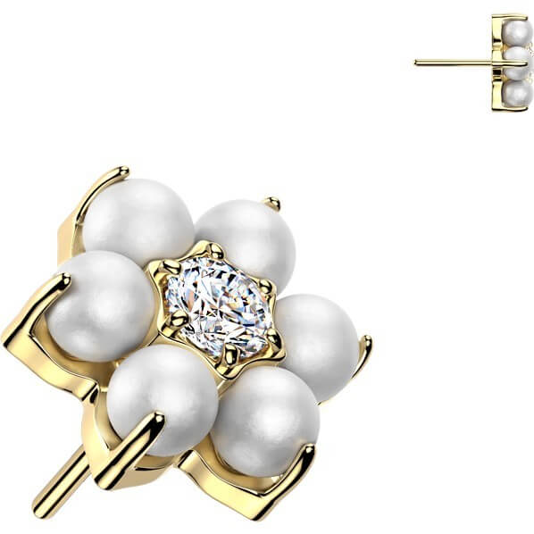 Titan Top Top Blume Perle Zirconia Push-In - Image 2