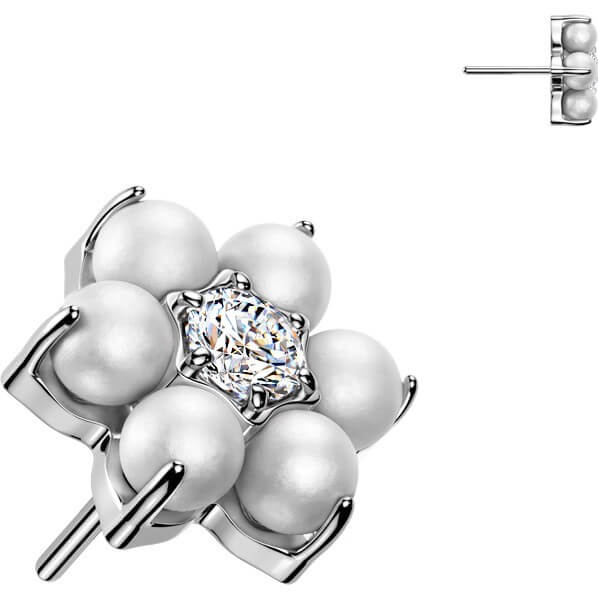 Titan Top Top Blume Perle Zirconia Push-In - Image 3