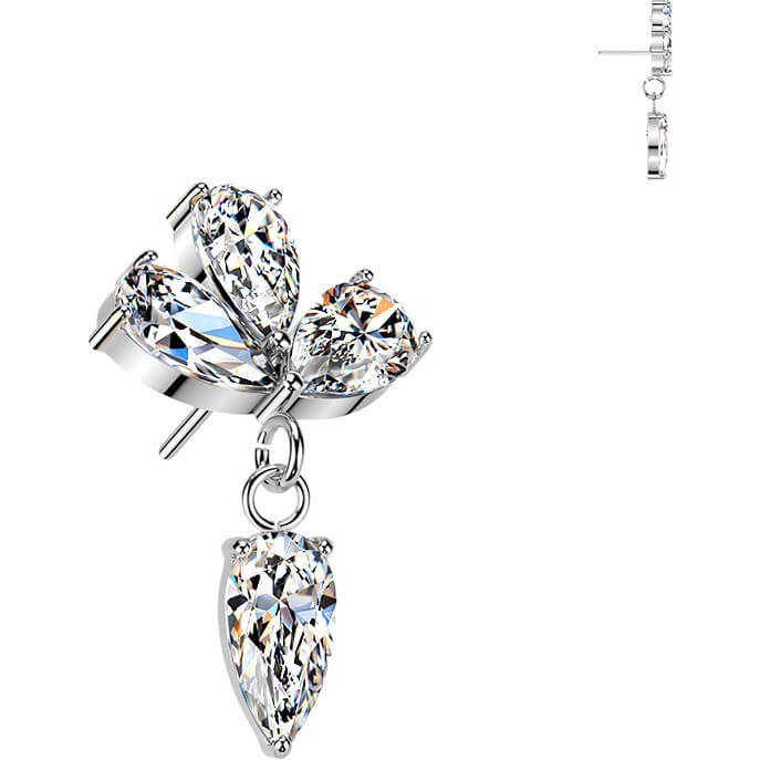 Titan Top Top drei Tropfen Zirkonia mit Zirkonia Anhänger Push-In - Image 3