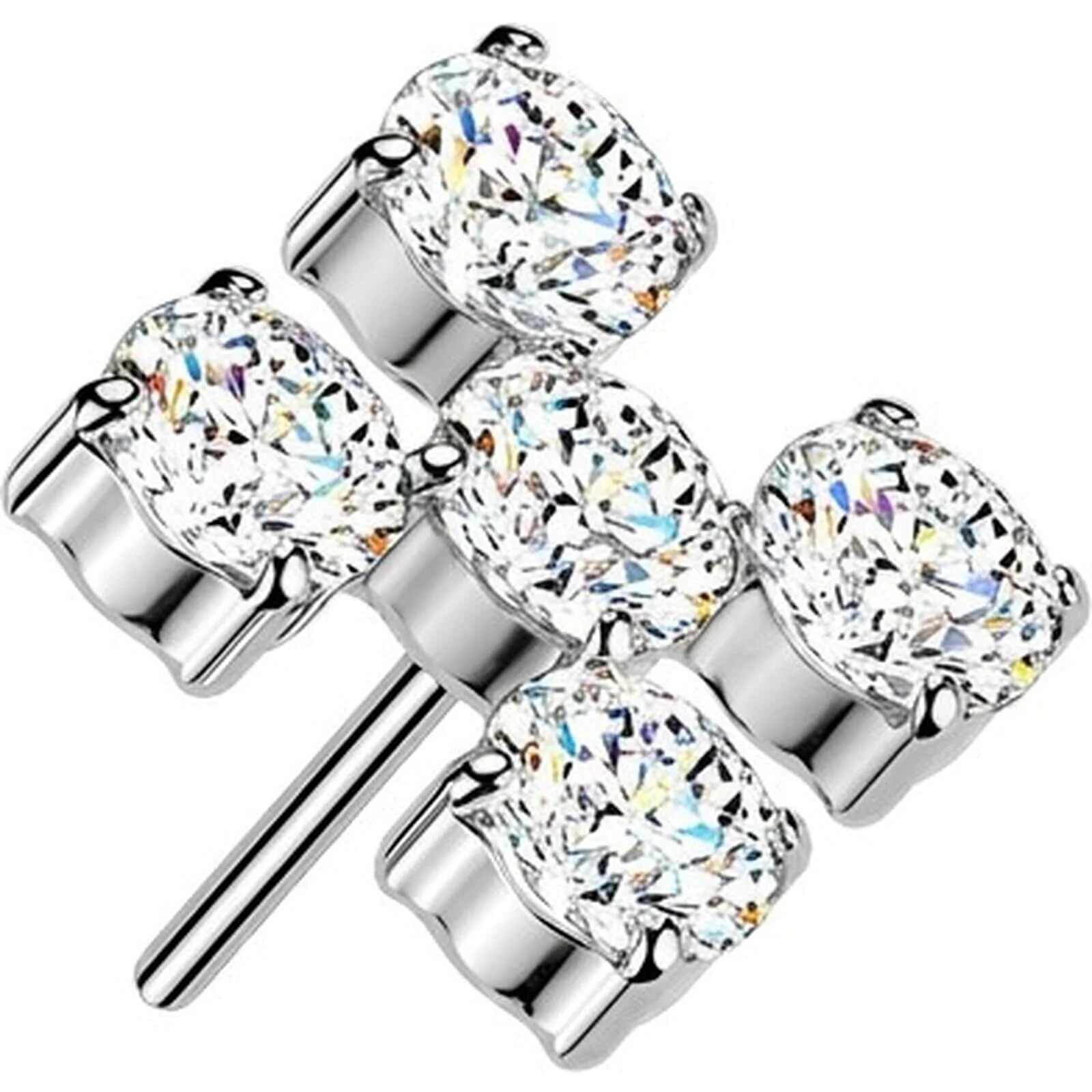 Titan Top Top Kreuzen Quadrat Zirkonia Push-In