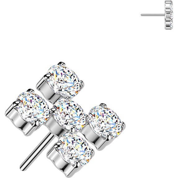 Titan Top Top Kreuzen Quadrat Zirkonia Push-In - Image 3