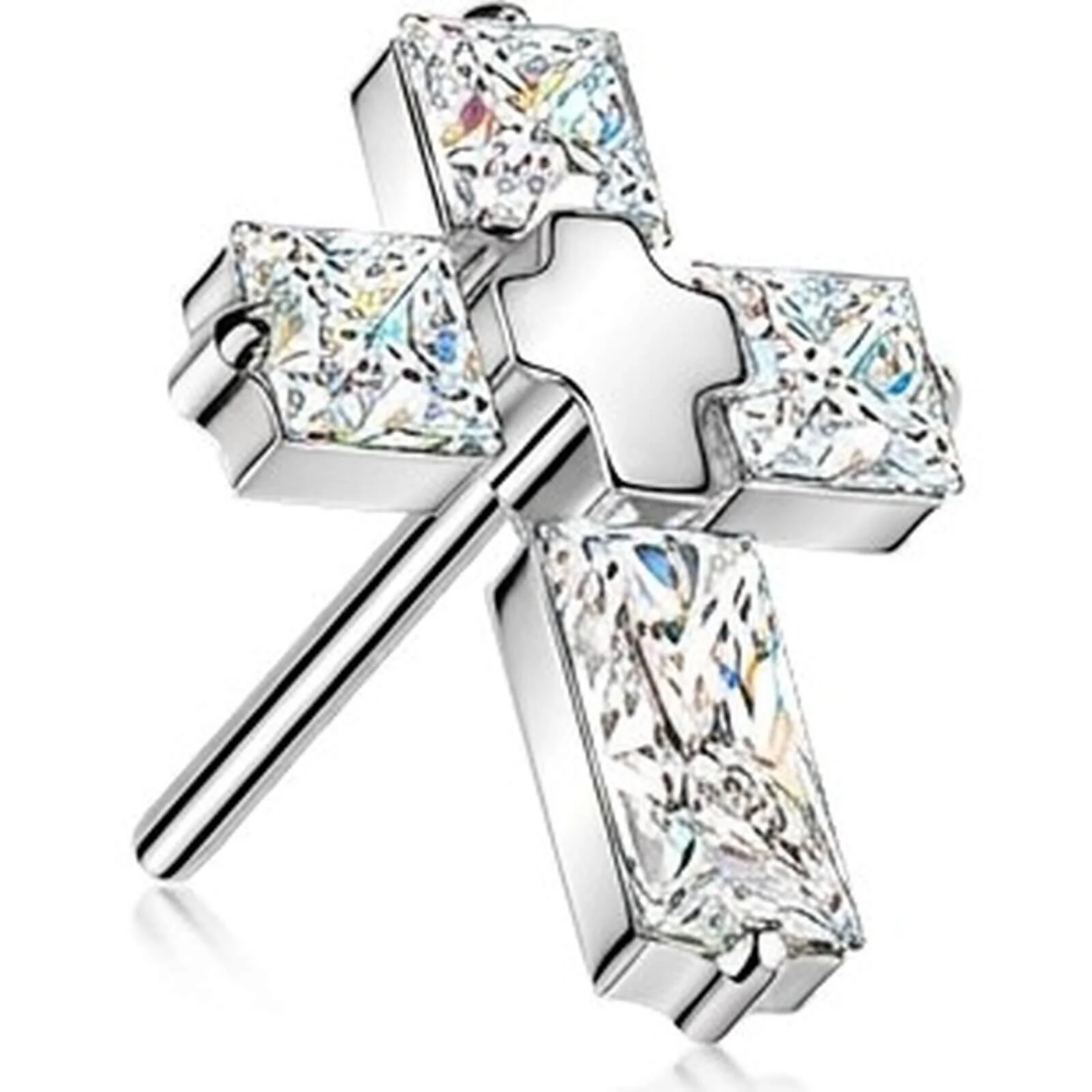 Titan Top Top Kreuz Zirkonia Push-In