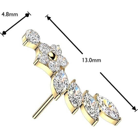 Titan Top Top Blume und Marquise Zirkonia Kurve Push-In - Image 4