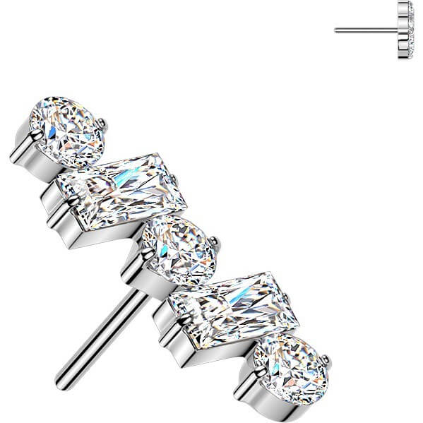 Titan Top Top Linie aus rundem und Baguette Zirkonia Push-In - Image 3