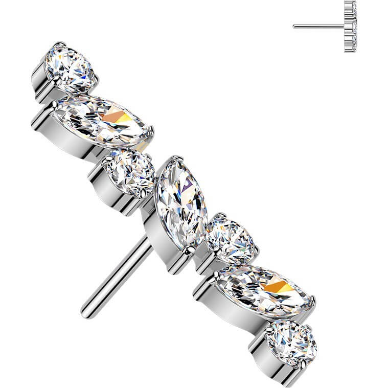 Titan Top Top gerade Marquise und runde Zirkonia Push-In - Image 3