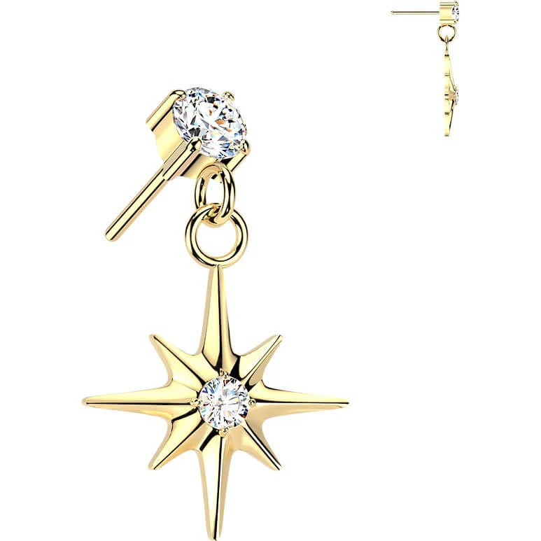 Titan Top Top Krappenfassung Zirkonia mit Starburst Dangle Push-In - Image 2