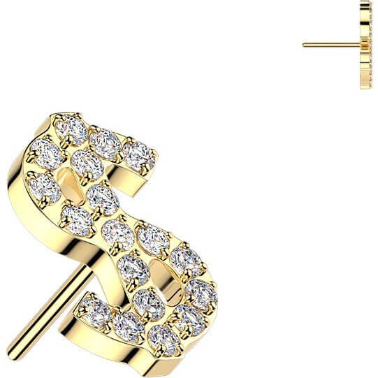 Titan Top Top Pave Zirkonia Dollarzeichen Push-In - Image 2