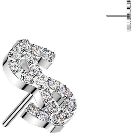Titan Top Top Pave Zirkonia Dollarzeichen Push-In - Image 3