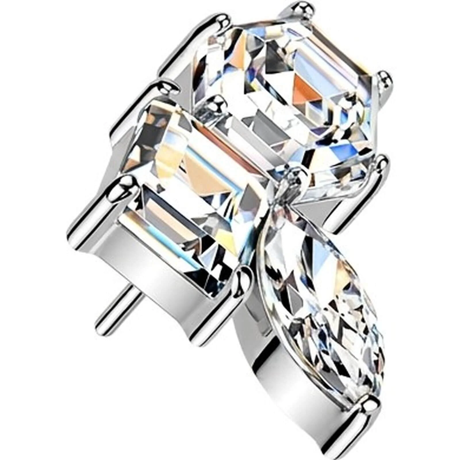 Titan Top Top Sechseck Zirkonia und Marquise Zirkonia Cluster Push-In