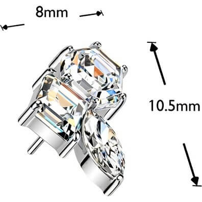 Titan Top Top Sechseck Zirkonia und Marquise Zirkonia Cluster Push-In - Image 4