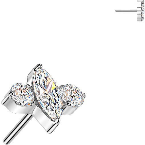 Titan Top Top Marquise und runde Zirkonia Push-In - Image 2