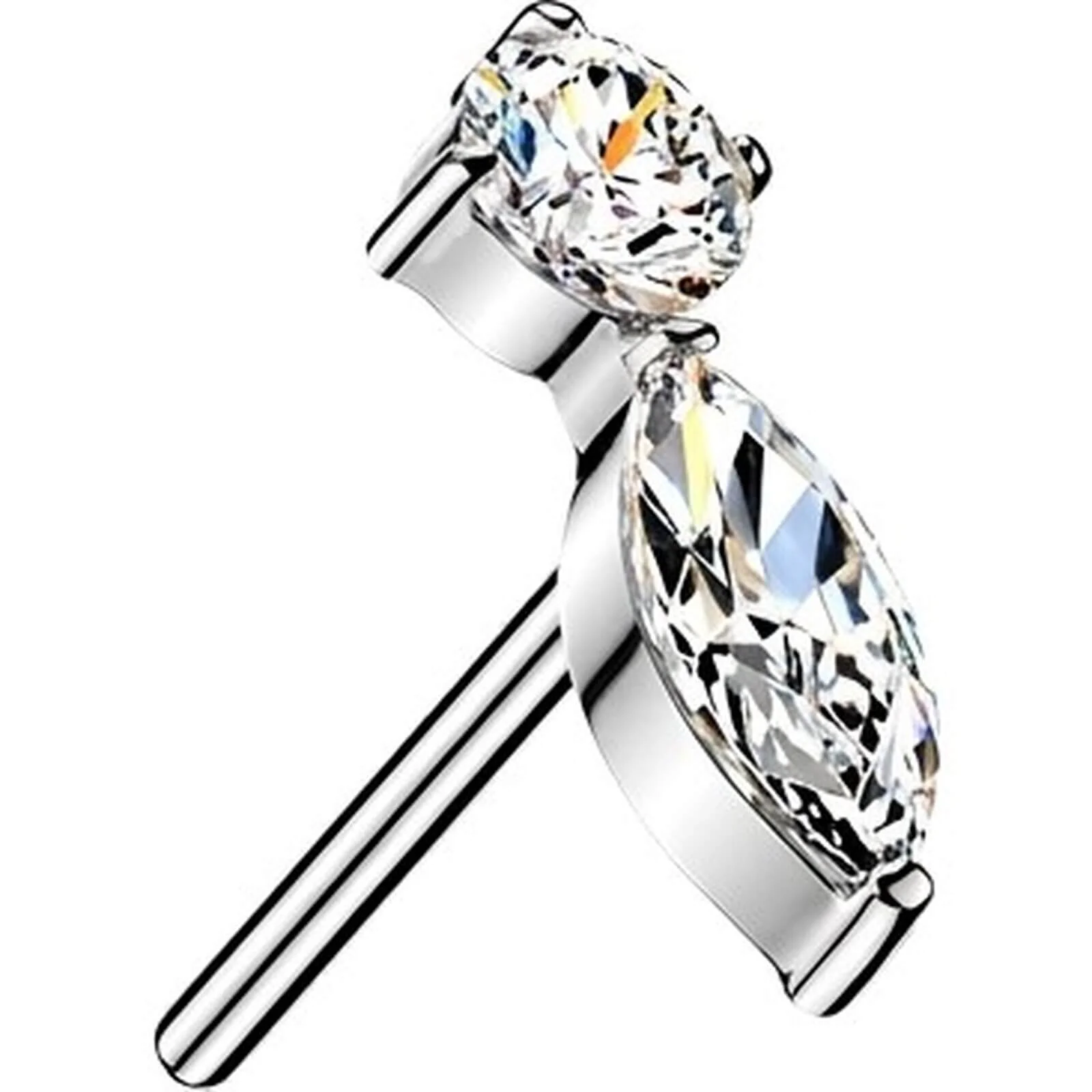 Titan Top Top Marquise und runde Zirkonia Push-In
