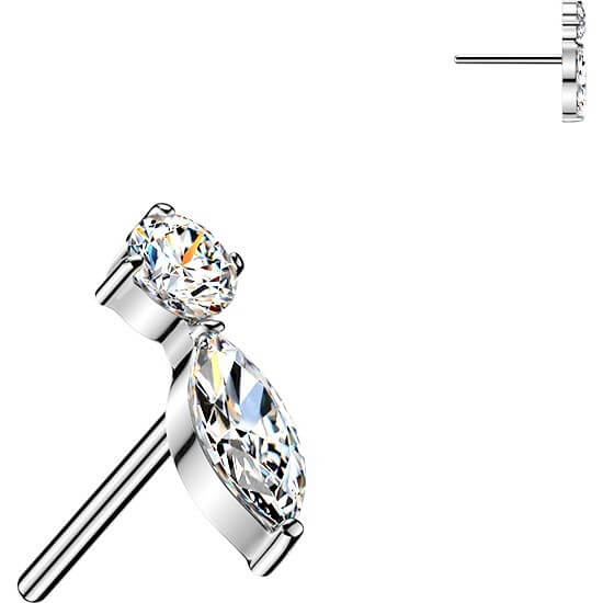 Titan Top Top Marquise und runde Zirkonia Push-In - Image 3